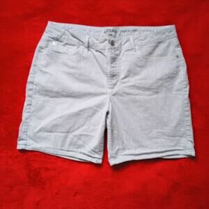 Blue Stripe Mid Rise Bermuda Shorts Riders by Lee Women Sz 12 Nautical Coastal